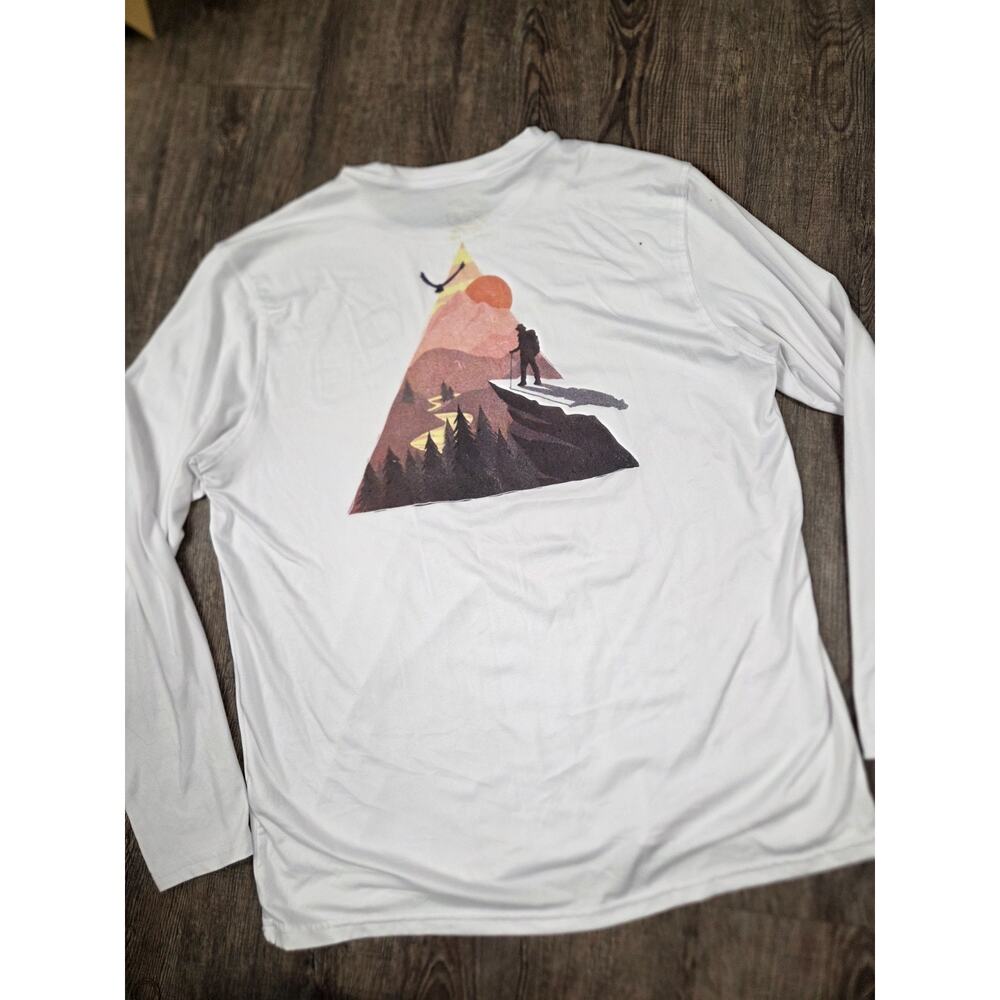 Vapor Apparel Seize the Ray Topo Skies Solar Long Sleeve White Tshirt Size Large